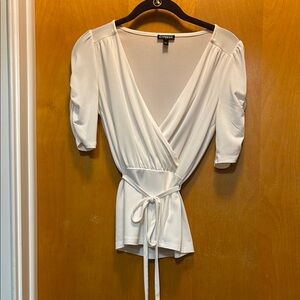 Express Ivory Wrap Blouse